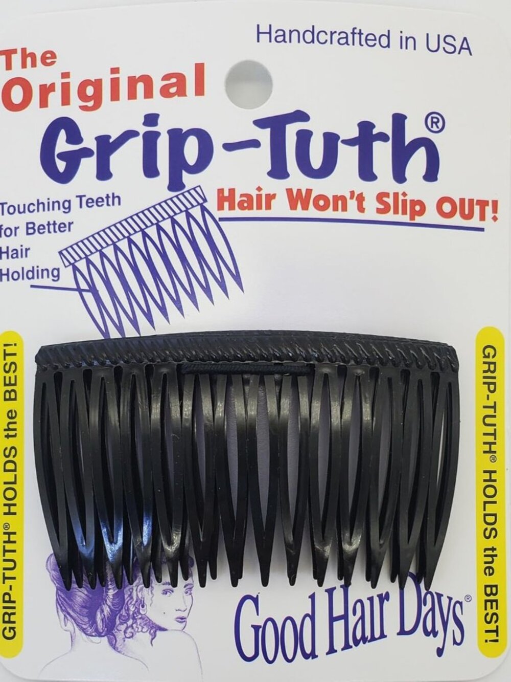 Grip-Tuth 2 3/4" Hair Side Combs, Secure Grip & Hold, 2 Pack